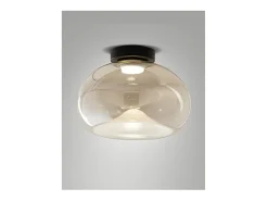 Brena - Lámpara de techo redonda con LED integrado Fabas Luce - Aplique de pared LED regulable de 19 W - Cóncavo color coñac