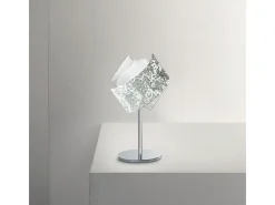 Camilla - Lámpara de mesa hoja de plata 1XE14 max 1X42W IP20 - Lámpara de mesa moderna con base de metal y cristal decorado - Casquillo E27