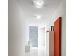 Camilla - Plafón plata 3XE14 max 3X28W IP20 - Aplique moderno con difusor de cristal plateado y marco blanco 43x30cm