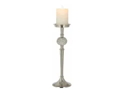 Candelabro de pie de aluminio plateado 11.5x11.5x36 cm