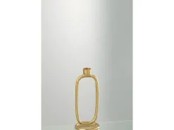 Candelabro ovalado de aluminio dorado de 10x10x24 cm