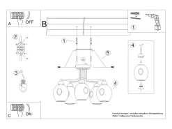 Candelabros Allivon moderno de acero - 5 fuentes luminosas 4000K - L.59 x A.36 cm - negro