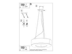 Candelabros Astrona slim minimalista de tela/PVC/acero - 6 fuentes luminosas 3000K - L.70 x A.102 cm - blanco
