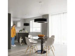 Candelabros Astrona slim minimalista de tela/PVC/acero - 6 fuentes luminosas 3000K - L.70 x A.102 cm - negro
