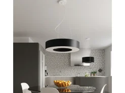 Candelabros Astrona slim minimalista de tela/PVC/acero - 6 fuentes luminosas 3000K - L.70 x A.102 cm - negro