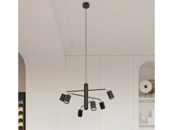 Candelabros Lemmi Moderno De Acero - 6 Fuentes Luminosas - L.77 X A.125 Cm - Negro
