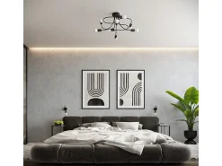 Candelabros Levar Industrial De Acero - 6 Fuentes Luminosas - L.69 X A.29 Cm - Negro