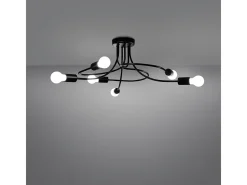 Candelabros Levar Industrial De Acero - 6 Fuentes Luminosas - L.69 X A.29 Cm - Negro