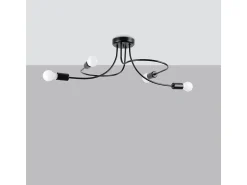 Candelabros Levar Industrial De Acero - 4 Fuentes Luminosas - L.75 X A.32 Cm - Negro