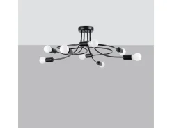 Candelabros Levar Industrial De Acero - 8 Fuentes Luminosas - L.58 X A.28 Cm - Negro