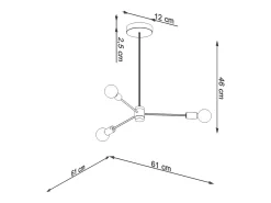 Candelabros Lingoro moderno de acero - 3 fuentes luminosas 4000K - L.61 x A.46 cm - negro