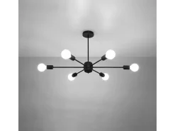 Candelabros Lingoro moderno de acero - 6 fuentes luminosas 4000K - L.86,5 x A.46 cm - negro