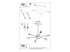 Candelabros Lingoro moderno de acero - 6 fuentes luminosas 4000K - L.86,5 x A.46 cm - negro
