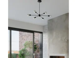 Candelabros Lingoro moderno de acero - 5 fuentes luminosas 4000K - L.66 x A.46 cm - negro