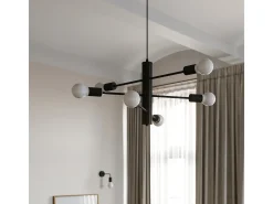 Candelabros Luxra desván de acero - 6 fuentes luminosas 4000K - L.60 x A.85 cm - negro