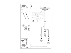 Candelabros Luxra desván de acero - 3 fuentes luminosas 4000K - L.25 x A.100 cm - negro