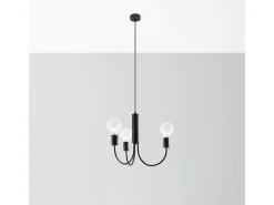 Candelabros Minimo moderno de acero - 3 fuentes luminosas 3000K - L.45 x A.100 cm - negro