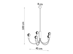 Candelabros Minimo moderno de acero - 5 fuentes luminosas 3000K - L.45 x A.100 cm - negro