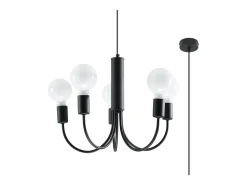 Candelabros Minimo moderno de acero - 5 fuentes luminosas 3000K - L.45 x A.100 cm - negro