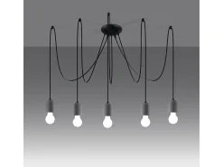 Candelabros Neso Minimalista De Pvc/Hormigón - 5 Fuentes Luminosas - L.100 X A.190 Cm - Gris Negro