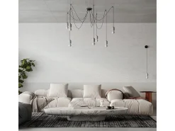 Candelabros Neso Minimalista De Pvc/Hormigón - 5 Fuentes Luminosas - L.100 X A.190 Cm - Gris Negro
