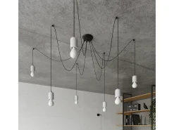 Candelabros Neso Minimalista De Pvc/Hormigón - 5 Fuentes Luminosas - L.100 X A.190 Cm - Gris Negro