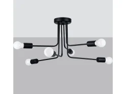 Candelabros Torah moderno de acero - 6 fuentes luminosas 3000K - L.68 x A.33 cm - negro