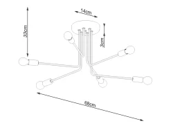 Candelabros Torah moderno de acero - 6 fuentes luminosas 4000K - L.68 x A.33 cm - negro
