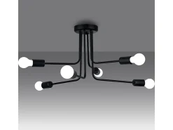 Candelabros Torah moderno de acero - 6 fuentes luminosas 4000K - L.68 x A.33 cm - negro