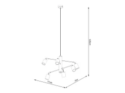 Candelabros Torim moderno de acero - 6 fuentes luminosas 4000K - L.77 x A.125 cm - negro