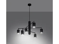 Candelabros Torim moderno de acero - 6 fuentes luminosas 4000K - L.77 x A.125 cm - negro