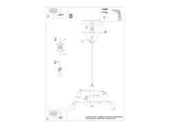 Candelabros Torim moderno de acero - 6 fuentes luminosas 3000K - L.77 x A.125 cm - negro