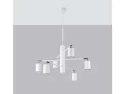Candelabros Torim moderno de acero - 6 fuentes luminosas 3000K - L.77 x A.125 cm - blanco