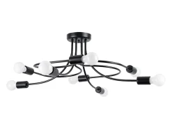 Candelabros Varilex industrial de acero - 8 fuentes luminosas 4000K - L.58 x A.28 cm - negro