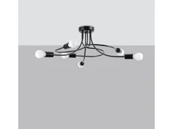 Candelabros Varilex industrial de acero - 6 fuentes luminosas 3000K - L.69 x A.29 cm - negro