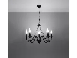 Candelabros Vivow moderno de acero - 5 fuentes luminosas 4000K - L.60 x A.80 cm - negro