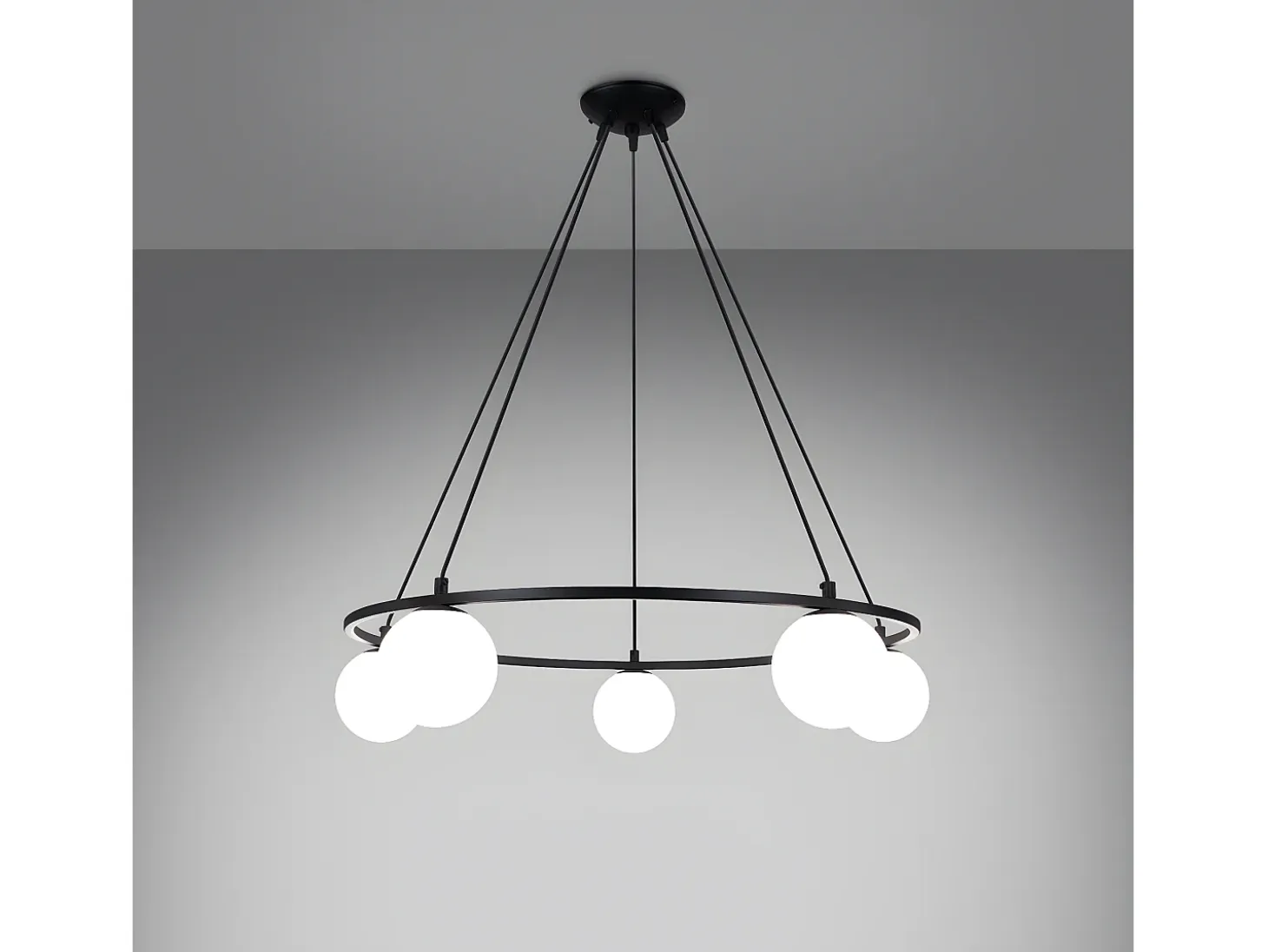 Candelabros Yoli Moderno De Acero/Vidrio - 5 Fuentes Luminosas - L.80 X A.98 Cm - Negro