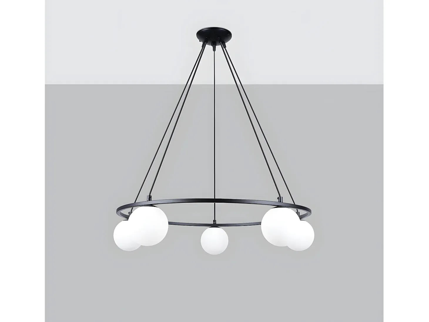 Candelabros Yoli Moderno De Acero/Vidrio - 5 Fuentes Luminosas - L.80 X A.98 Cm - Negro