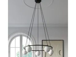 Candelabros Zynfi moderno de acero/vidrio - 5 fuentes luminosas 4000K - L.80 x A.98 cm - negro