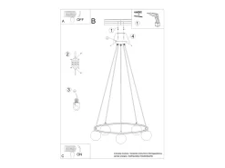 Candelabros Zynfi moderno de acero/vidrio - 5 fuentes luminosas 3000K - L.80 x A.98 cm - negro