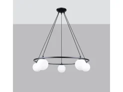 Candelabros Zynfi moderno de acero/vidrio - 5 fuentes luminosas 3000K - L.80 x A.98 cm - negro