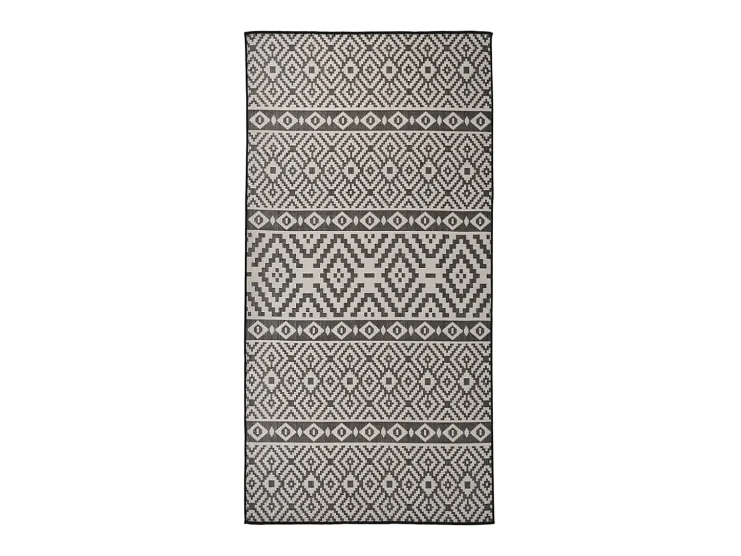 Christiaan Alfombra de exterior de tejido plano rayas negras 100x200 cm