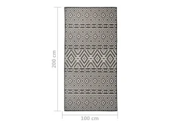Christiaan Alfombra de exterior de tejido plano rayas negras 100x200 cm