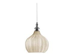 Cleofe - Lámpara colgante de cristal transparente ocre y cromo - Casquillo 1XE27, estilo vintage, IP20, 1XE27 máx 1X60W, d.23cm, bombillas excluidas