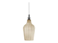 Cleofe - Lámpara colgante de cristal transparente ocre y cromo - Casquillo 1XE27, estilo vintage, IP20, 1XE27 máx 1X60W, d.18cm, bombillas excluidas