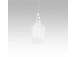 Cleofe - Lámpara colgante de cristal transparente y blanco - Casquillo 1XE27, estilo vintage, IP20, 1XE27 máx 1X60W, d.18cm, bombillas excluidas