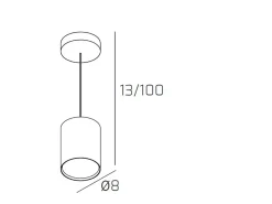 Cloud Sospensione Tubo H.10 1 Luce Grigio