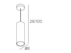 Cloud Sospensione Tubo H.25 1 Luce Grigio