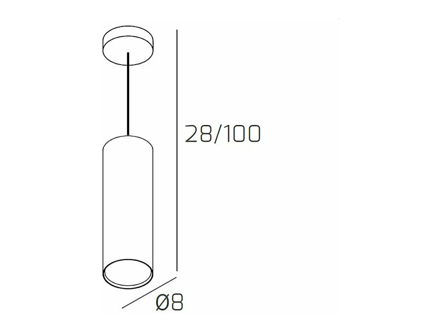 Cloud Sospensione Tubo H.25 1 Luce Grigio