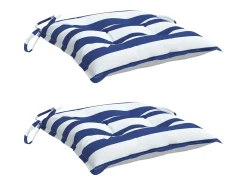 Cojines de silla 2 unidades tela Oxford rayas azul blanco 50x50x7 cm
